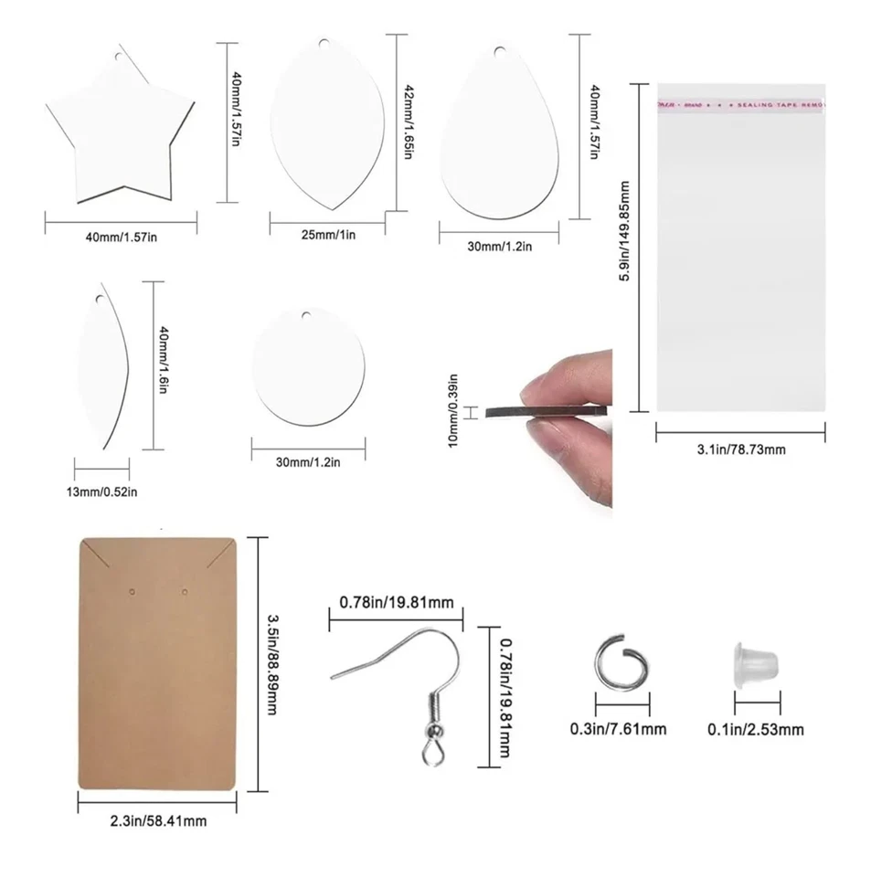 50 piezas de sublimación de madera surtida para pendientes hágalo usted mismo ++ herrajes en tono plateado Foto 2 de 2