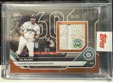 2025 Topps Now Cal Raleigh #765A Orange 20/25 60th HR Game Used Base Relic
