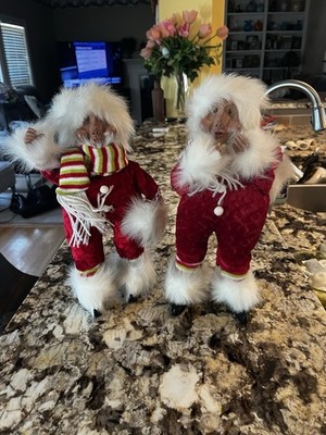 Large Poseable Christmas Elves Red White Green Set of 2 Holiday Decor Melrose?