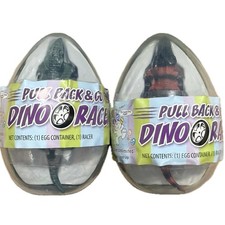 2 RANDOM Pull Back  Go Dino Racer Great for Easter Basket Filler 5.5" Egg Shell