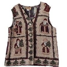 Vintage Painted Pony Womens Christmas Tapestry Vest One Size Made In USA