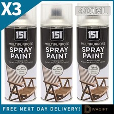 3 x CLEAR LACQUER SPRAY PAINT 400ML GLOSS FINISH COATING FOR PLASTIC METAL WOOD