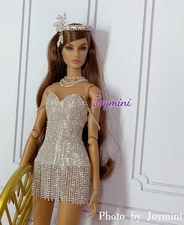 Doll Dress For Fashion Royalty Integrity Poppy Parker NuFace Crystal Jewelry 1/6