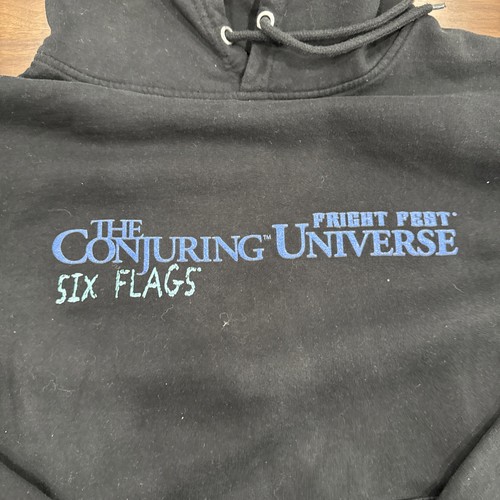 Six Flags Fright Fest Hoodie Black The Conjuring The Nun Y2K Rare Horror XXL - Picture 3 of 7