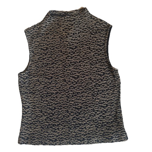 St. John Top Sleeveless Medium NWT Animal Print Camel Black Zip Closure $355