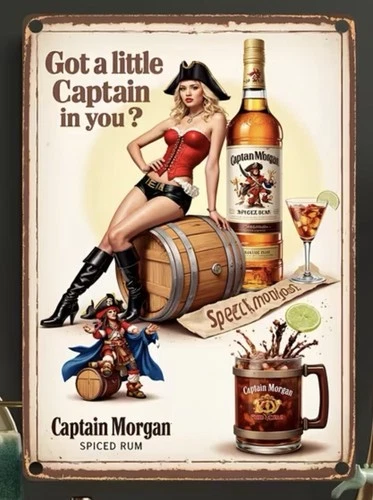 Captain Morgan Original Spiced Gold Rum Vintage Look Retro Metal Tin Sign