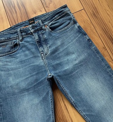 100%ORIG HUGO BOSS JEANS GR. W31 L34 BLAU STRETCH DELAWARE SLIM FIT LOGO PATCH