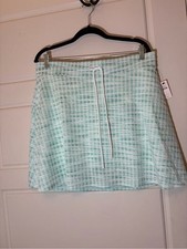 Talbots Mint and White Plaid Circle Skirt