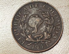 1943 B Colombia 5 Centavos