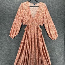 Old Navy Dress Womens L Blush Floral Cut Out Maxi Long Boho Cottagecore Peasant