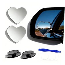 2 pcs Blind Spot Mirrors, 2" Heart Shaped HD Glass Convex 360  Wide Angle Side