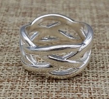 Sterling Silver 925 Wide Knot Celtic Weave Ring - Size 10 band 12mm 10.2g