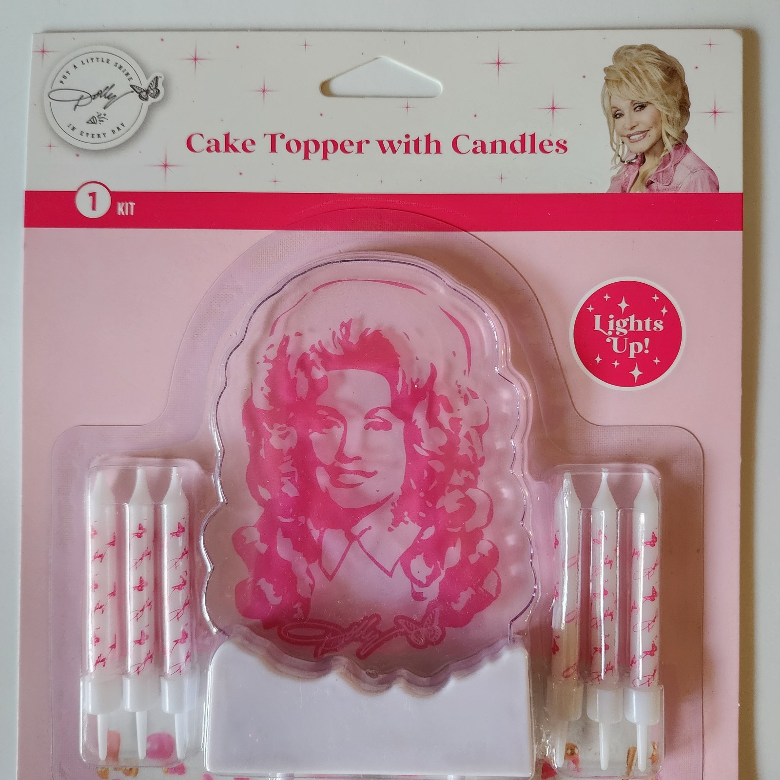 Brand New Dolly Parton Cake Topper Lights up 6 Candles 6 Candle Holders
