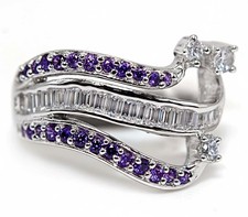 1CT Amethyst  White Topaz 925 Solid Sterling Silver Ring Jewelry Sz 6