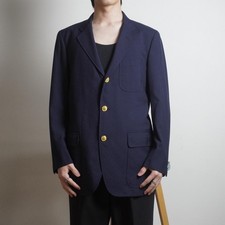 J.PRESS Vintage 90s Navy Wool Blend Single Blazer M Gold Button Tailored