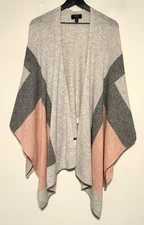 Charter Club Luxe 100% Cashmere Wrap OS Pink Gray Colorblock Shawl