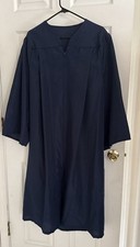 Navy Blue Full Length Graduation Gown Front Zipper M To L Size Very Full