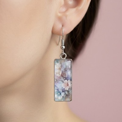 Ohrringe Hängend Hängeohrringe Edelstahl Silber Blumen Schmuck Flieder Rosa