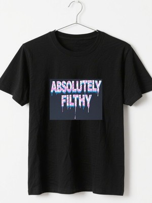 New Absolutely Filthy Dripping Text Design In Pink And Blue On Dark Background