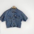 Vintage Guess Denim Cropped Jacket Top Size Xl Women’s