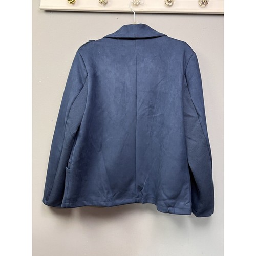Mo-Ka of Santa Fe Jacket Womens Large Biker Open Front Blue Moto Pockets - Picture 2 of 7