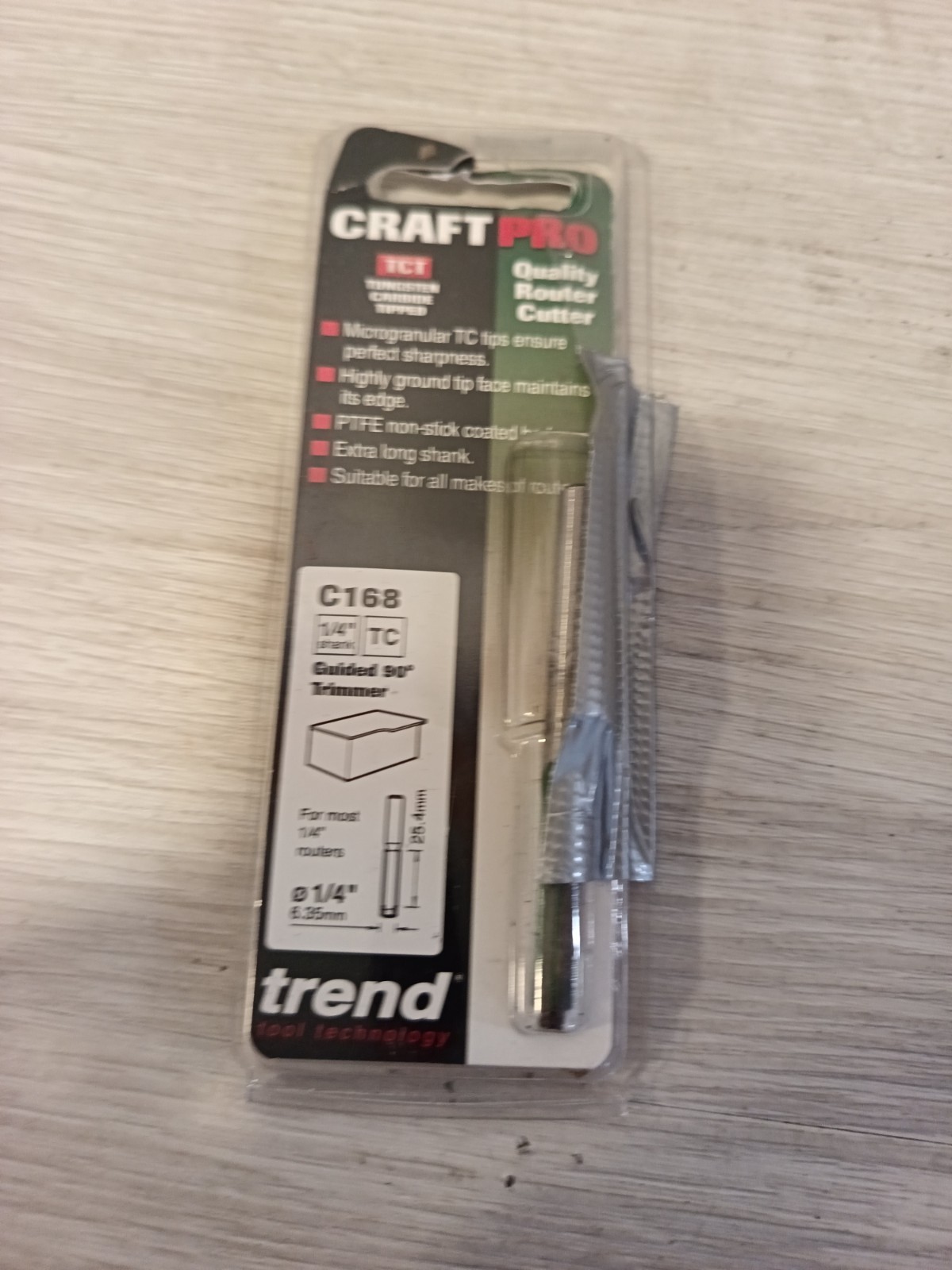 TREND C168 X 1/4Tc Guided Trimmer 6.35 X 25.4Mm TREC16814TC