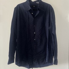 Vintage Versace Classic V2 Men's Long Sleeve Button Up Dress Shirt Navy Blue XL