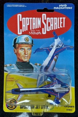 VINTAGE 1993 CAPTAIN SCARLET BLUE SPECTRUM JET LINER, NEU AUF KARTE