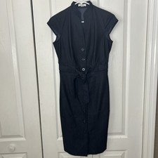 Calvin Klein women’s navy blue button front belted dress size 2