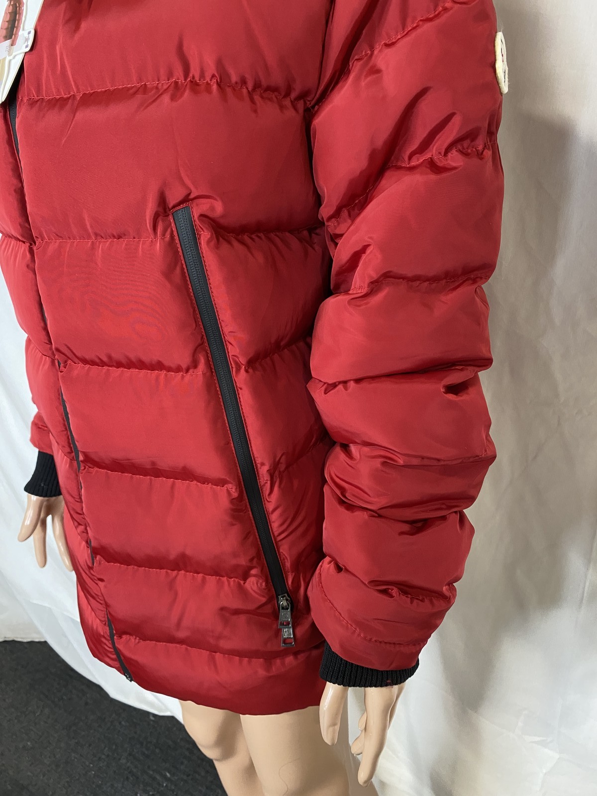 Moncler Womens Mr. Moncler Puffy Hooded Down Coat Size XL Red thumbnail 4