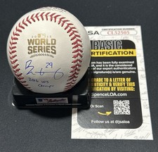 Rob Zastryzny Signed 2016 World Series Baseball Autographed Auto Cubs - JSA COA