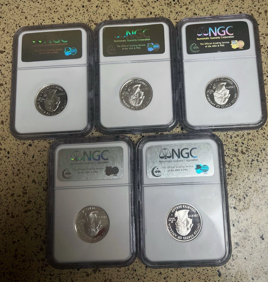 2001, 2002, 2005 & 2008 S NGC PF70 Ultra Cameo Silver Proof 5 Coin State Lot 25c - Image 2 of 4