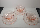 3 Footed Cup & Saucer Sets Fostoria Fairfax Pink  2 3/8"  Rose Line 2375 — photo 2