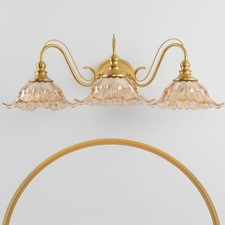 Vintage Bathroom Vanity Light Fixture, 3-Light Antique Matte Brass Finish wit...