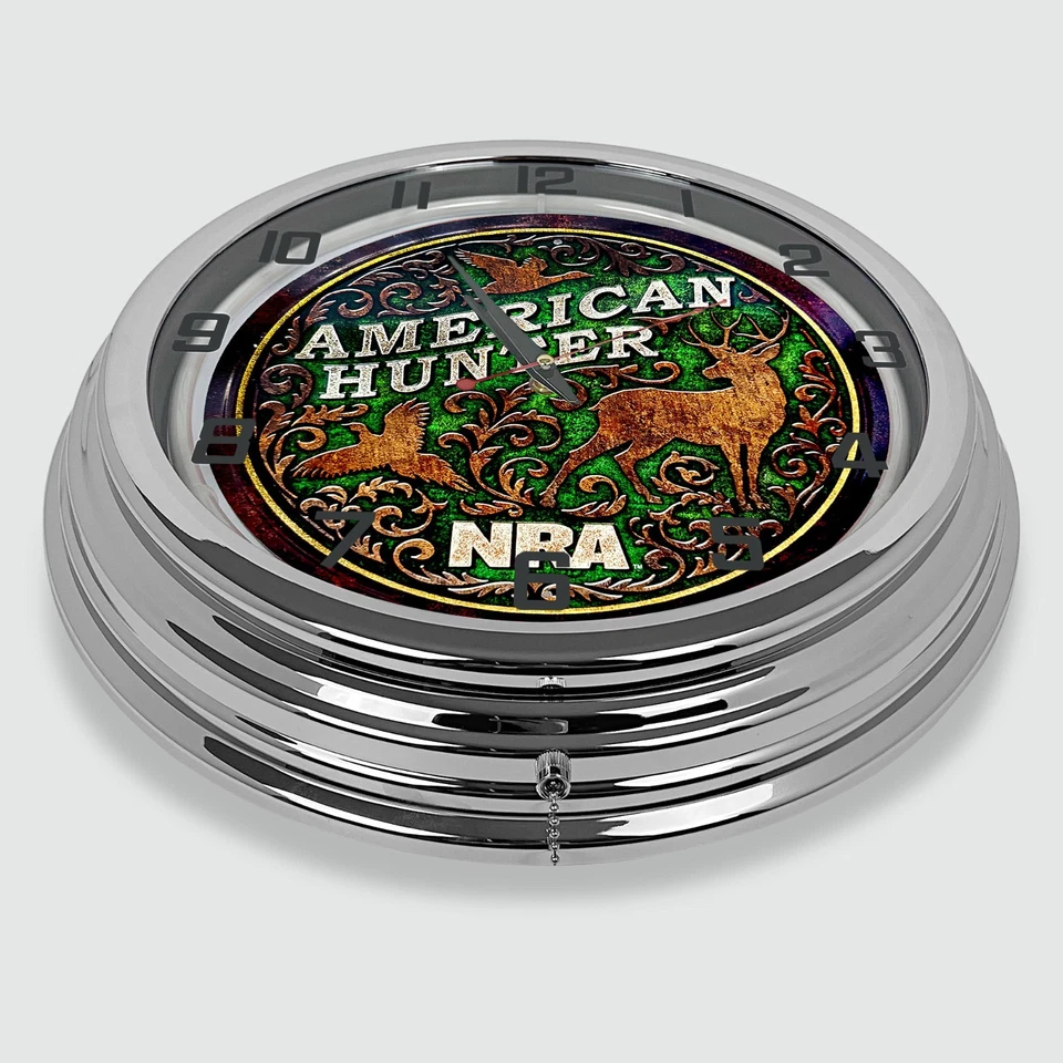 Reloj de neón blanco diseñado con letrero de metal American Hunter NRA de 18" Foto 4 de 4
