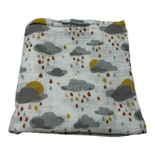 Bebe Au Lait Muslin Swaddle Blanket Rain Clouds Sun Gray Yellow Pure  Simple