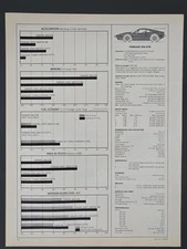 1977 Magazine Print - Ferrari 308 GTB Specifications & Performance charts