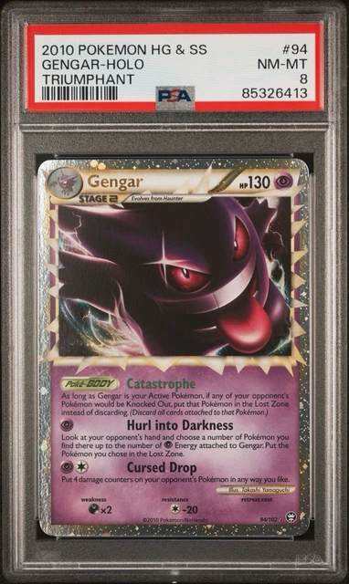2010 Pokemon Heartgold & Soulsilver Triumphant Gengar Prime 94/102 PSA 8 NM/Mint