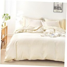 - Striped Comforter Set, Ticking Stripe Vertical King Yellow Beige White