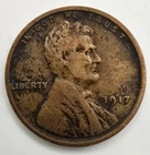 1917 P Lincoln Wheat Cent Struck Through Grease OBV & REV Mint Error XF Penny