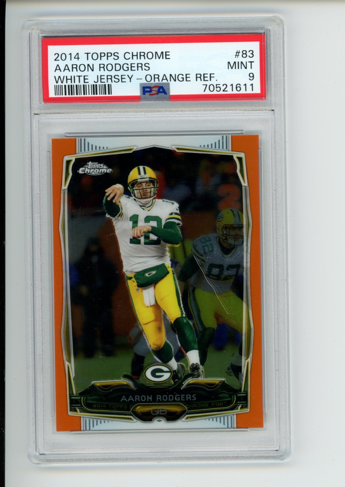 2014 Topps Chrome Aaron Rodgers #83 Orange Refractor White Jersey PSA 9
