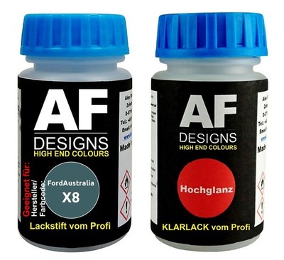 Lackstift für FordAustralia X8 Neptune Green Metallic + Klarlack je 50ml Autolac