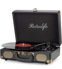 Retrolife Vinyl Record Player 3-Speed Bluetooth Suitcase Portable Belt-Driven