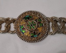 Vintage Women's Belt XS - S Gold Tone Ornate Metal Medallion Statement Belt 36"