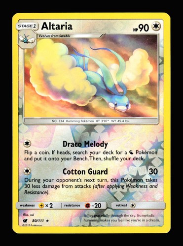 Altaria 80/111 Reverse Holo Rare Crimson Invasion Pokemon 2017 LP sui
