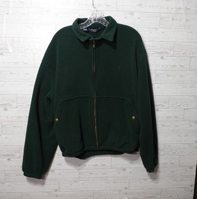 Polo Ralph Lauren Made in USA fleece full zip jacket dark green mens size Large