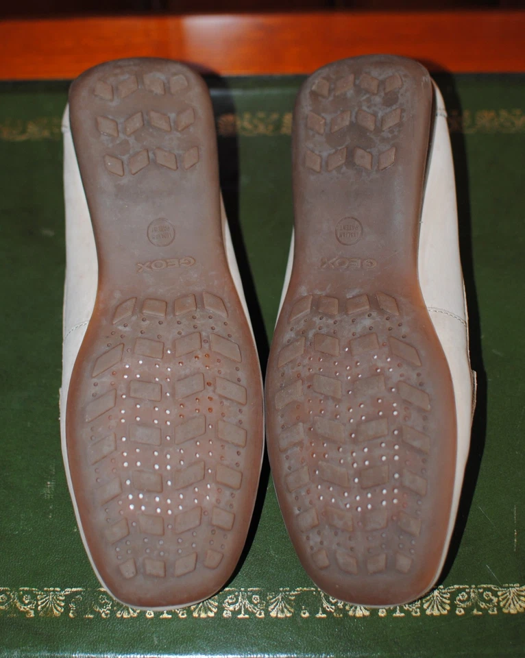 Mocassins femme, GEOX, cuir, crème, talon 2 cm, p. 36, confortables. TBE - Photo 4/4