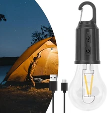 USB Rechargeable Camping LED Light Bulb 3 Lighting Modes Outdoor Tent Night Lamp