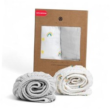 100 Organic Cotton Muslin Standard Fitted Crib Sheet, Silver  Rainbow