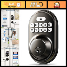 Keyless Entry Electronic Keypad Deadbolt Lock - Matte Black, 20 Codes, Auto Lock
